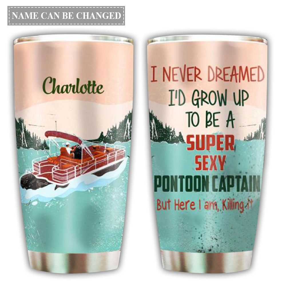 Pontoon Captain Summer Vibes Personalized 20 Oz Tumbler For Coffee Travel And Daily Drinks