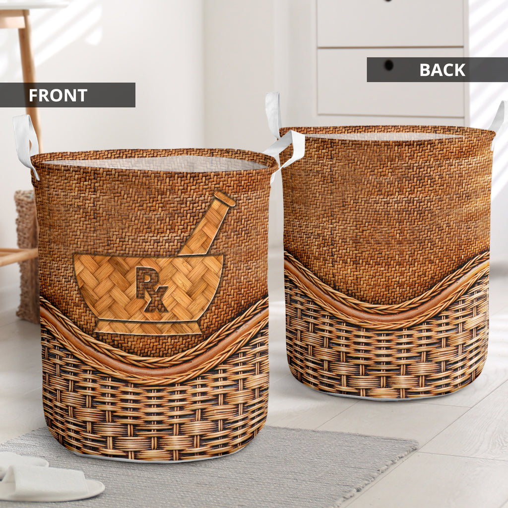 Pharmacy Rattan Texture Laundry Basket For Room Home Organizer
