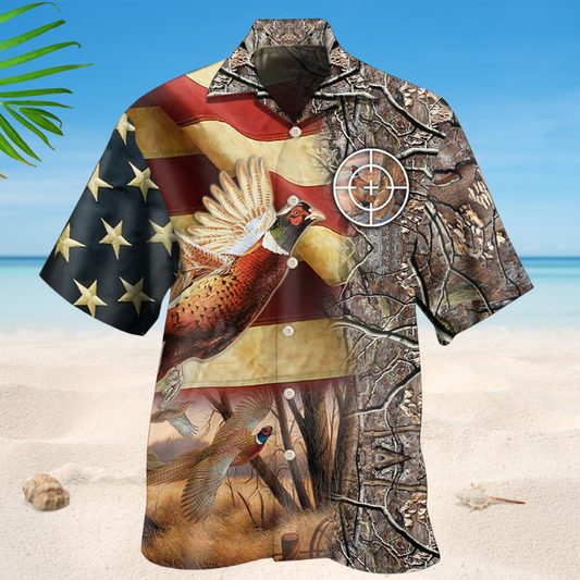 American Pheasant Hunting Hawaiian Shirt For Tropical Holidays, Outdoor Gatherings, And Everyday Comfort