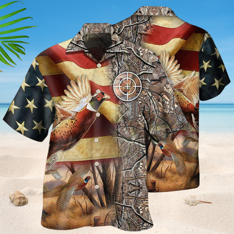 American Pheasant Hunting Hawaiian Shirt For Tropical Holidays, Outdoor Gatherings, And Everyday Comfort