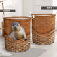 Phocidae Rattan Texture Laundry Basket For Room Home Organizer