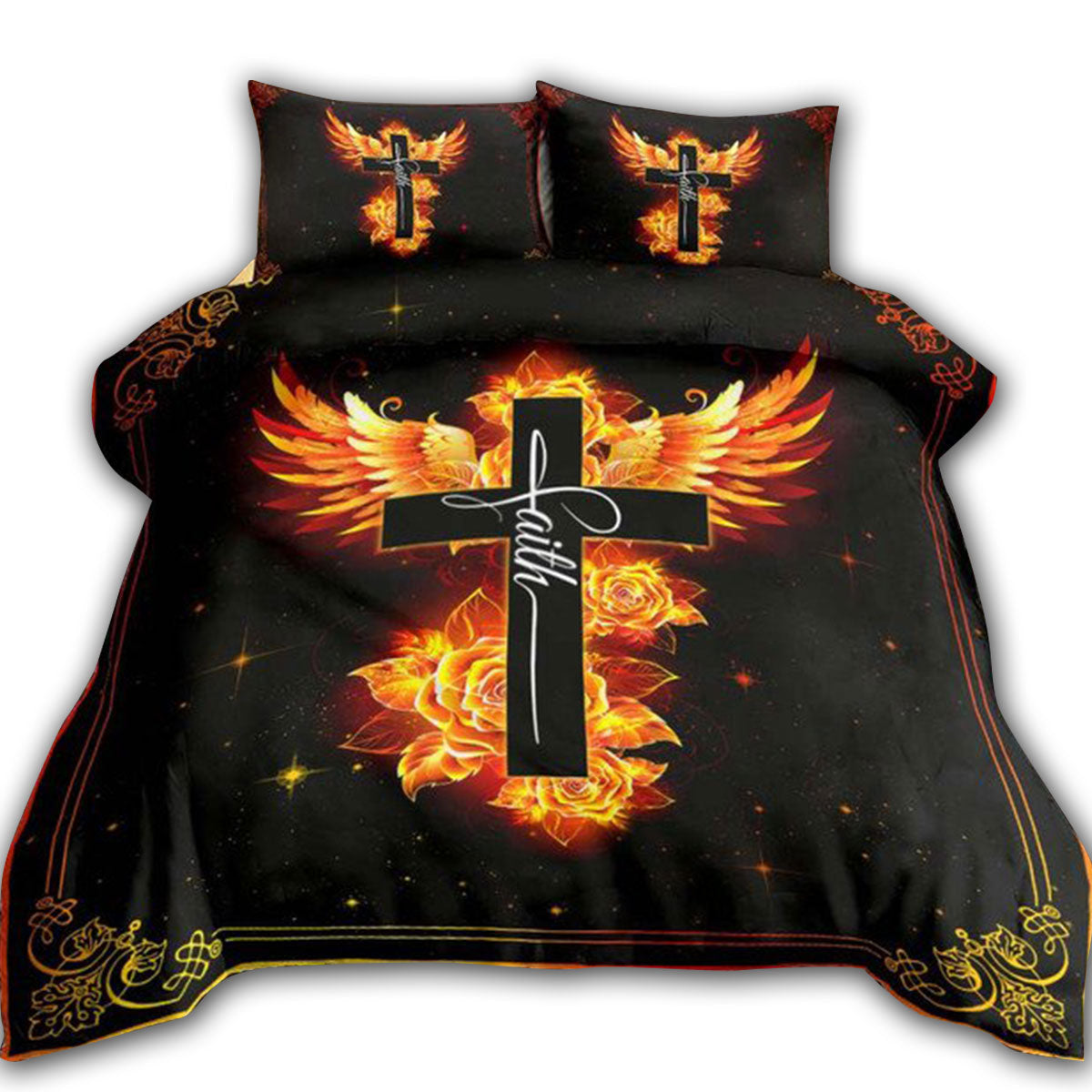 Jesus Phoenix Rose Faith Bedding Cover For Fantasy Bedroom Decor