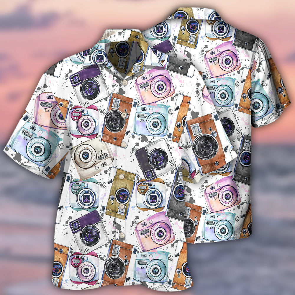 Photography Hobby Camera Hawaiian Shirt For Outdoor Relaxation, Island Trips, And Warm Weather Activities
