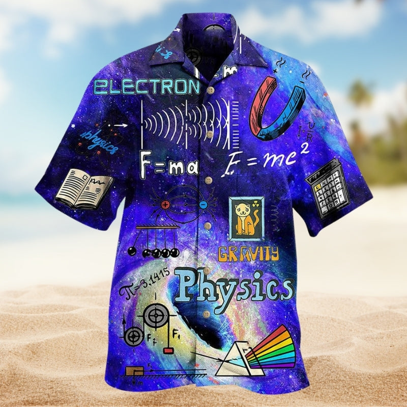 Physics Creative Pattern Hawaiian Shirt For Resort Trips, Coastal Parties, And Warm Weather Style