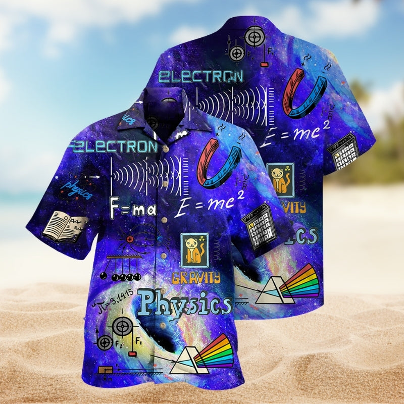 Physics Creative Pattern Hawaiian Shirt For Resort Trips, Coastal Parties, And Warm Weather Style