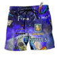 Physics Amazing Awesome Dark Blue Hawaiian Print Beach Shorts For Tropical Holidays And Weekend Adventures