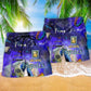 Physics Dark Blue Beach Shorts Pattern Detail For Seaside Leisure And Warm Weather Wardrobe