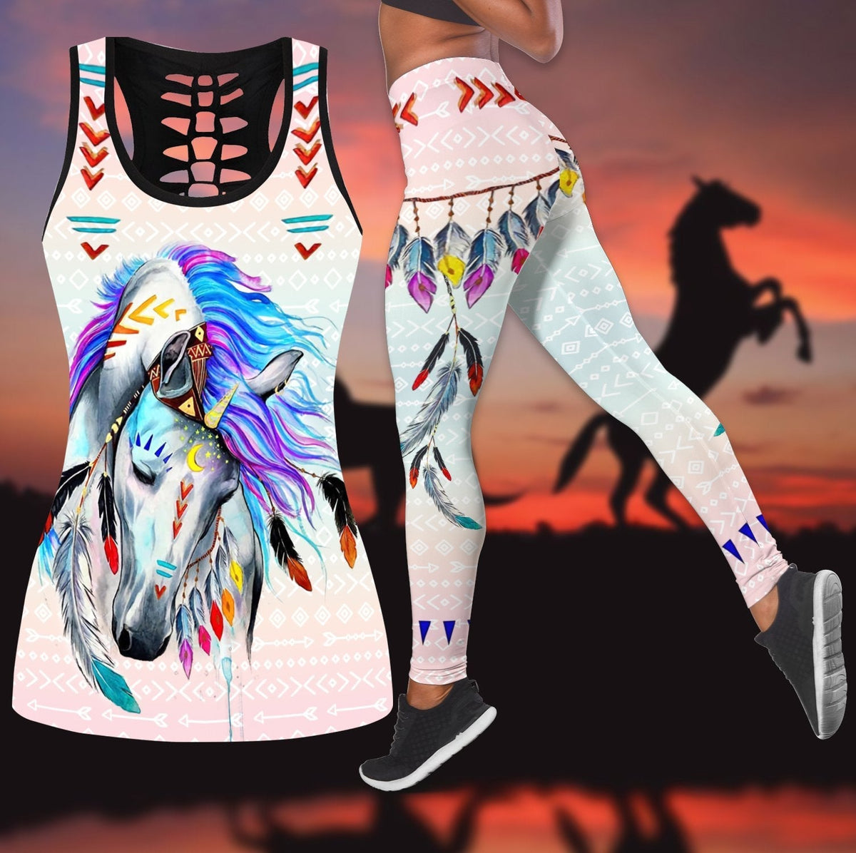 Beautiful Horse Hollow Tank Top For Yoga Workouts And Casual Wear
