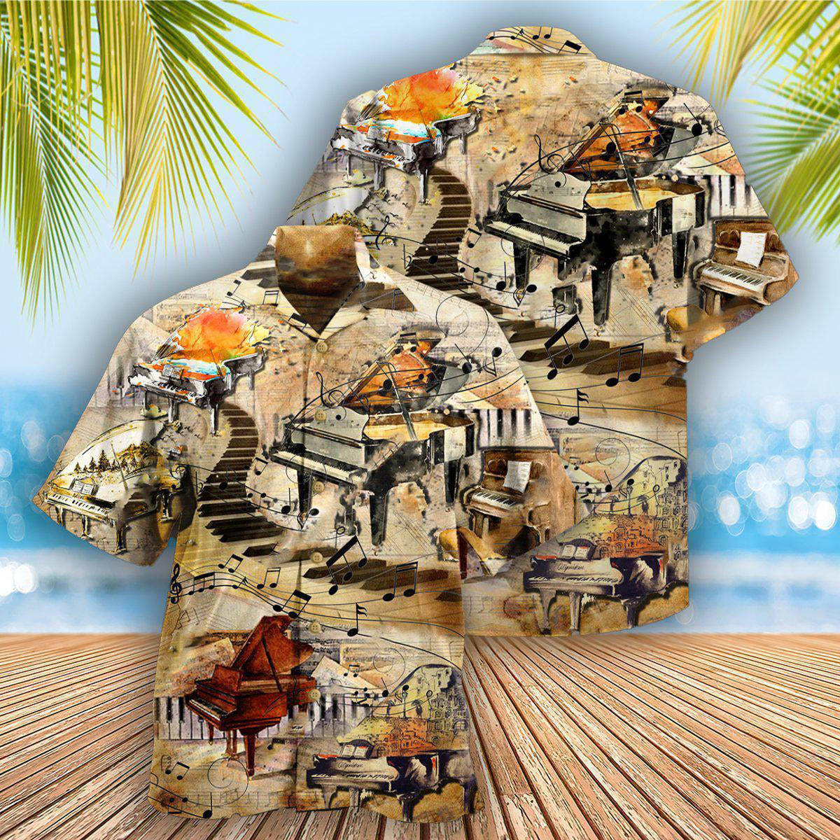 Piano Music Fingers Brains Hawaiian Shirt Artwork View For Weekend Travel And Beach Style