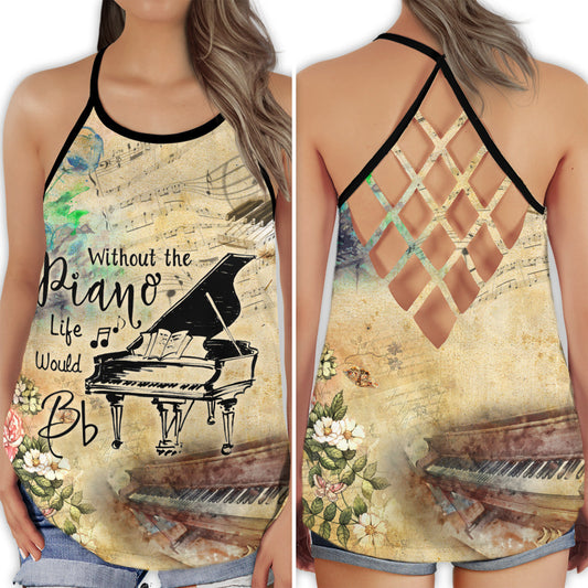 Life Without Piano Music Hollow Tank Top For Studio Practice And Festival Wear