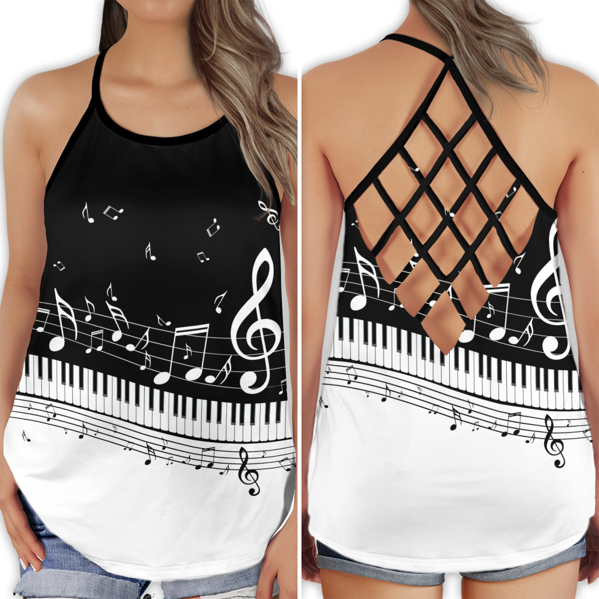 Piano Music Notes Save My Soul Hollow Tank Top For Studio Practice And Festival Wear