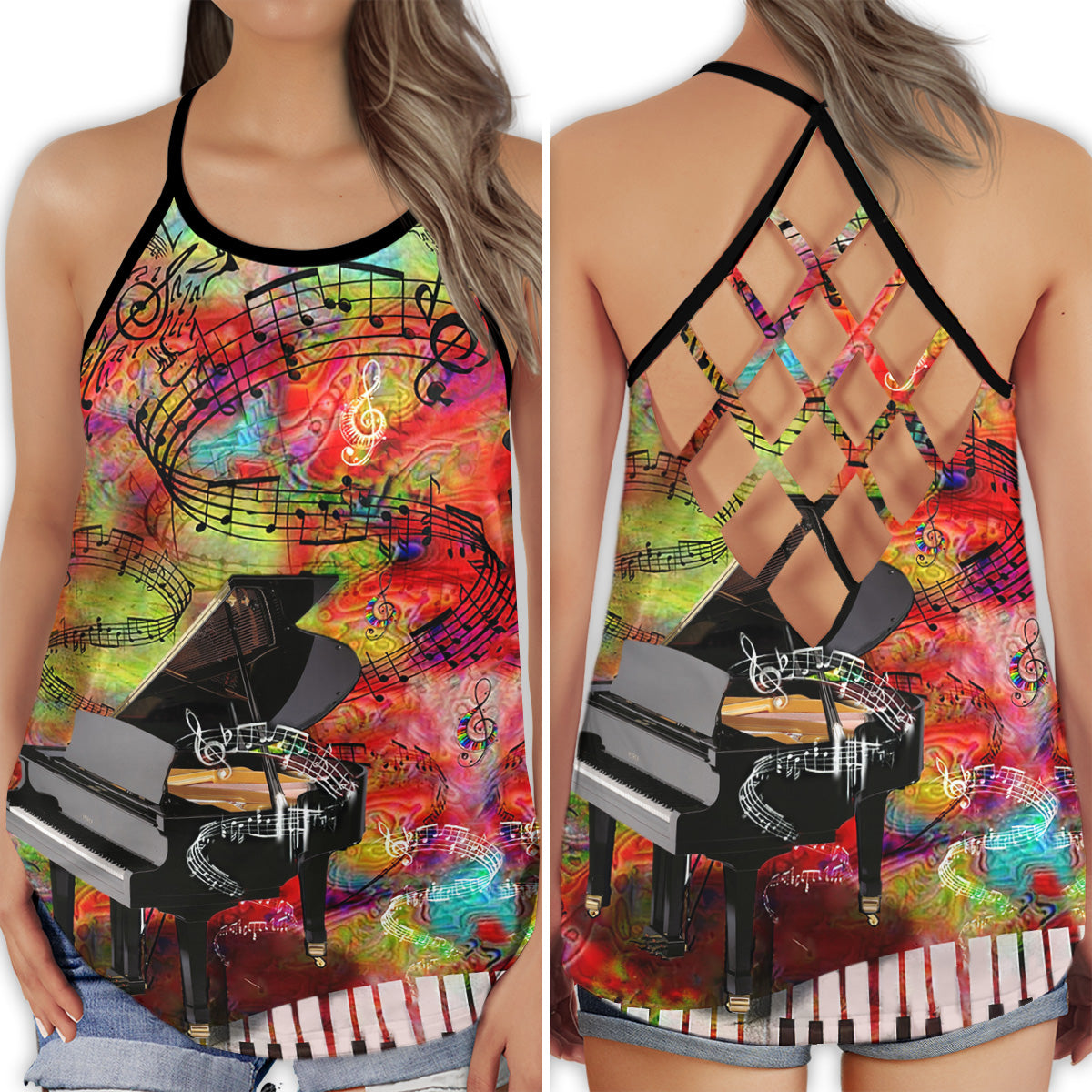 Piano Is My Therapy Hollow Tank Top For Studio Practice And Festival Wear