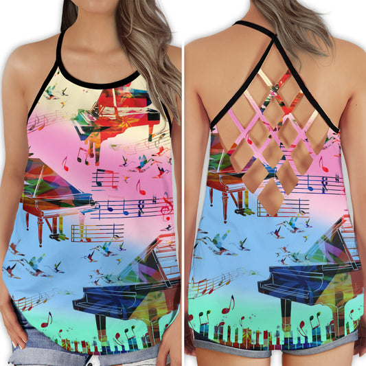 Just A Girl Who Loves Piano Hollow Tank Top For Studio Practice And Festival Wear