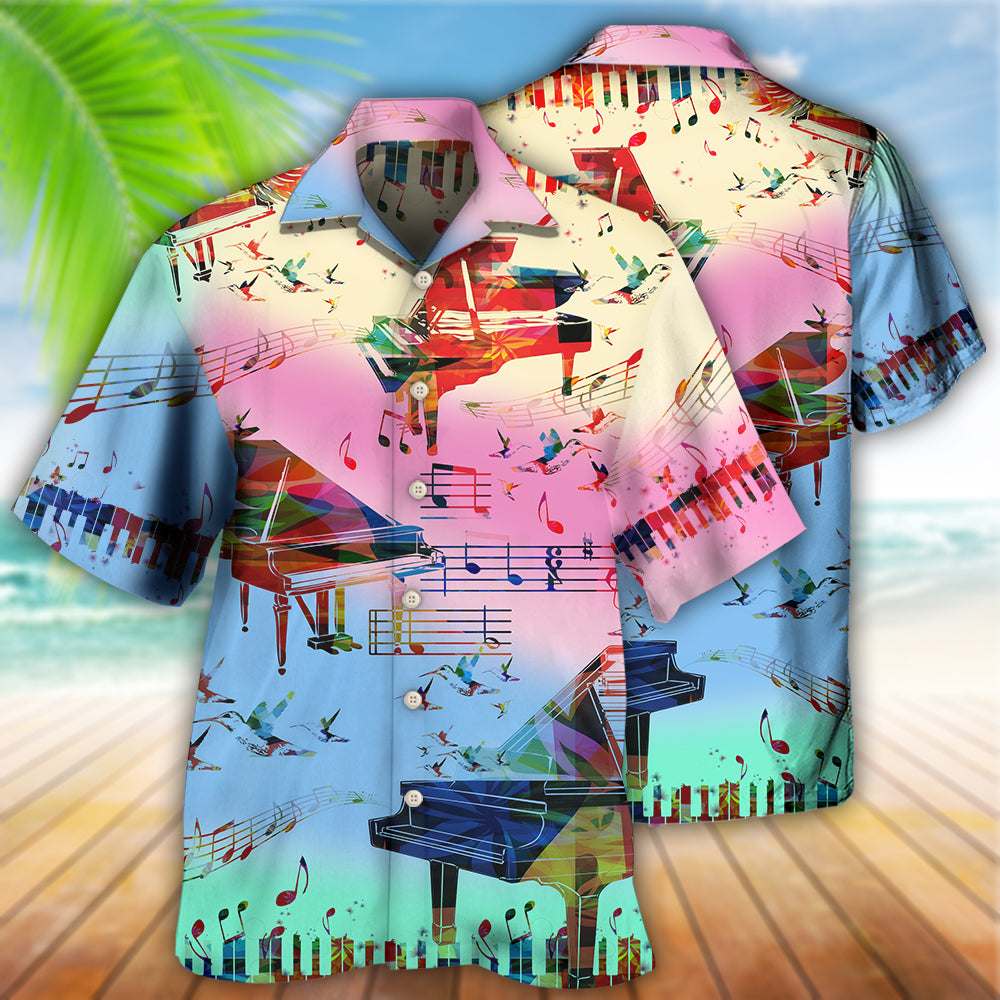 Piano Music Hawaiian Shirt Artwork Detail For Tropical Trips And Casual Outings
