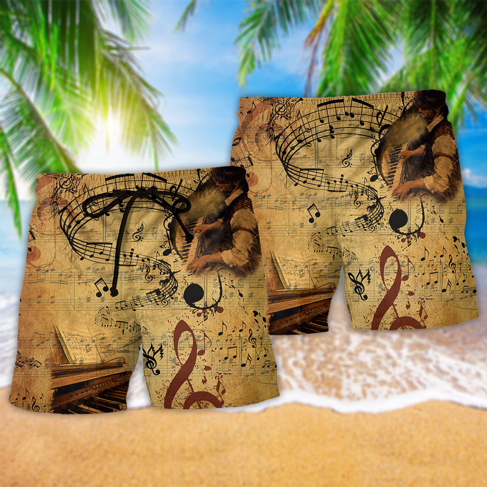 Piano Music Where Words Fail Music Speaks Beach Shorts For Music Lover Vacation Wear
