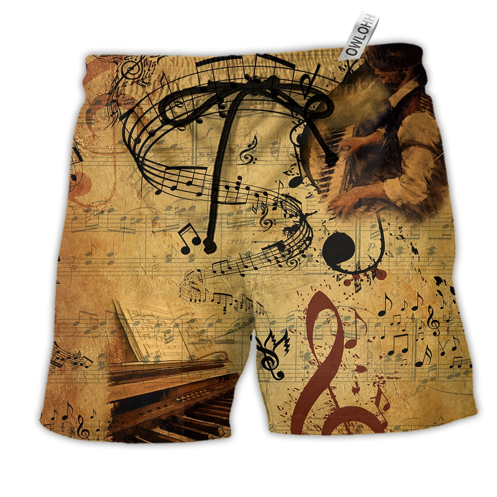 Piano Music Where Words Fail Music Speaks Beach Shorts For Summer Festivals And Travel
