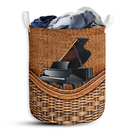 Piano Rattan Texture Laundry Basket For Bathroom Bedroom Storage