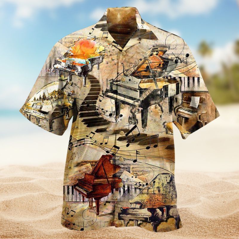 Piano Smart Fingers Hawaiian Shirt For Resort Trips, Coastal Parties, And Warm Weather Style