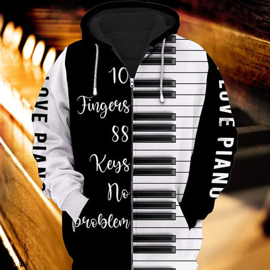 Piano Ten Fingers Eighty Eight Keys Hoodie For Musicians Outdoor Activities And Creative Gift Ideas