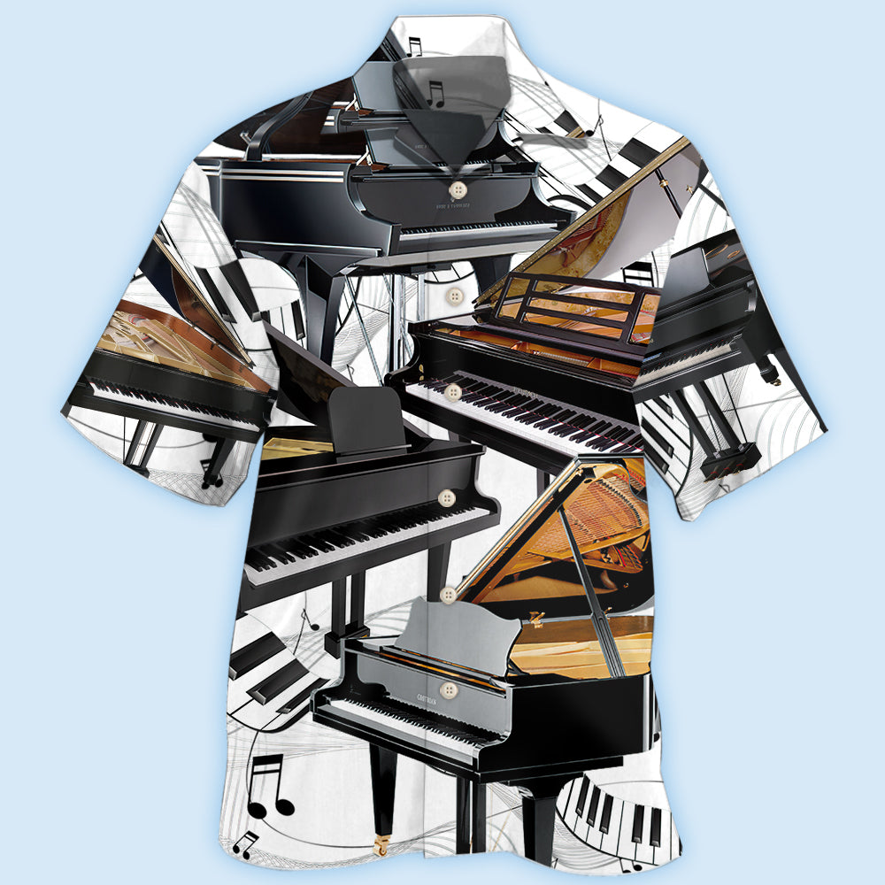 Creative Luxury Piano Hawaiian Shirt For Coastal Travel, Casual Events, And Comfortable Summer Wear
