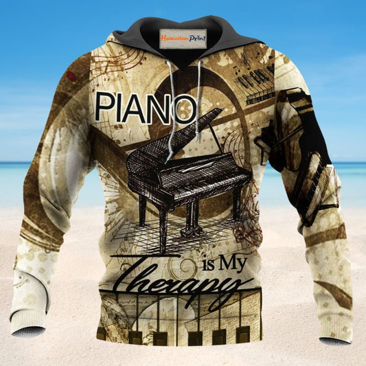 Brown Piano Therapy Hoodie For Concert Days Travel Adventures And Casual Layering