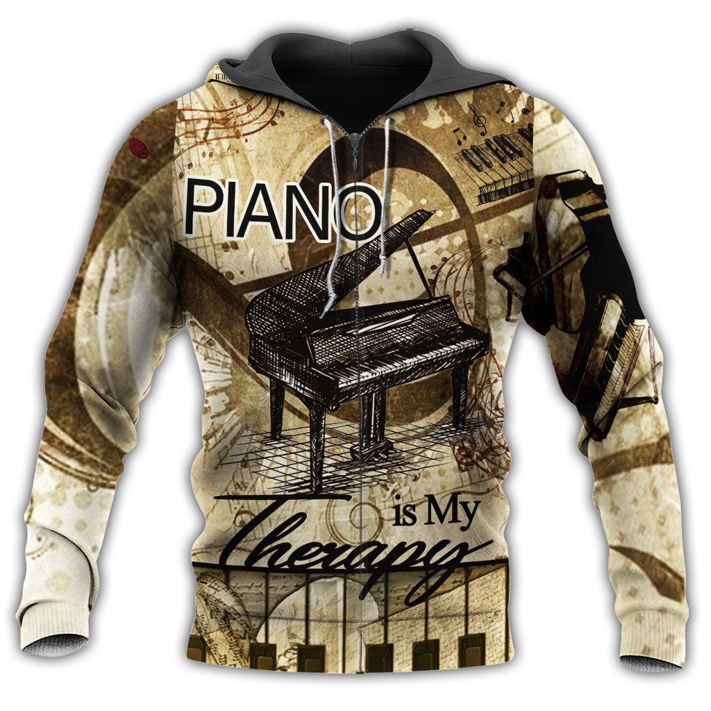 Brown Piano Therapy Hoodie For Concert Days Travel Adventures And Casual Layering