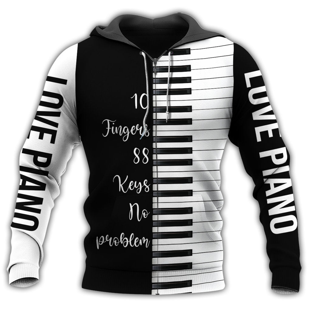 Piano Ten Fingers Eighty Eight Keys Hoodie For Festival Outfits Music Events And Relaxed Daily Style