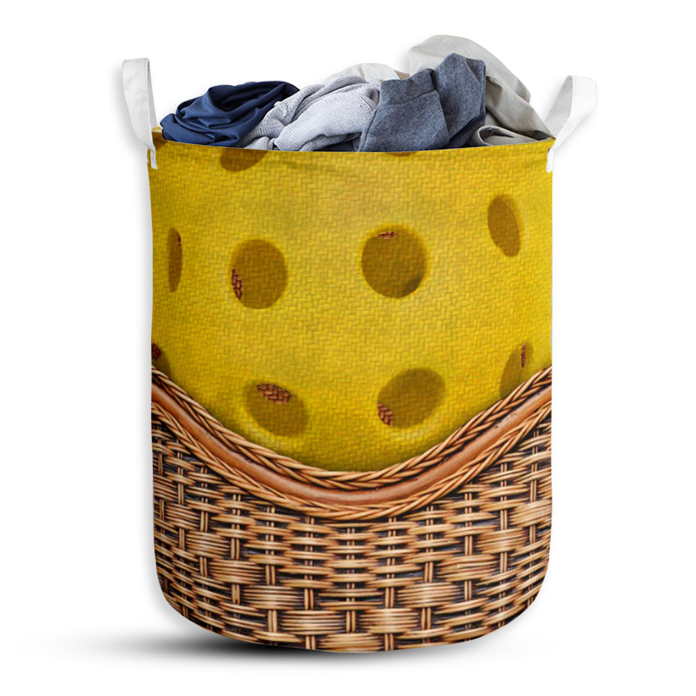 Pickleball Ball Rattan Texture Laundry Basket For Bathroom Bedroom Storage