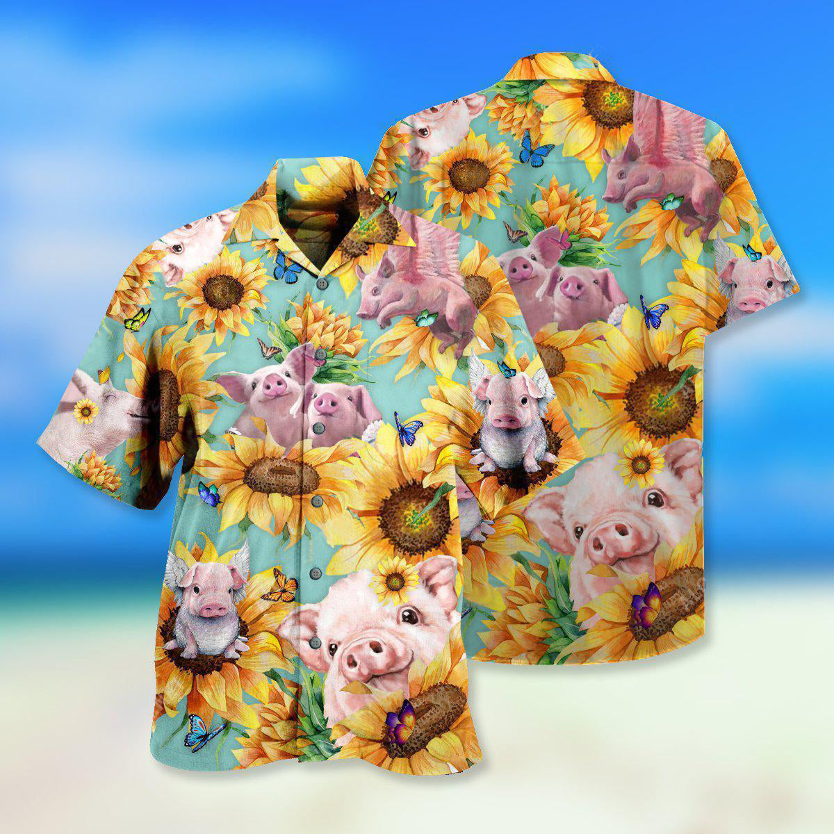 Pig Animals Amazing Sunflower Hawaiian Shirt For Resort Getaways And Comfortable Summer Activities