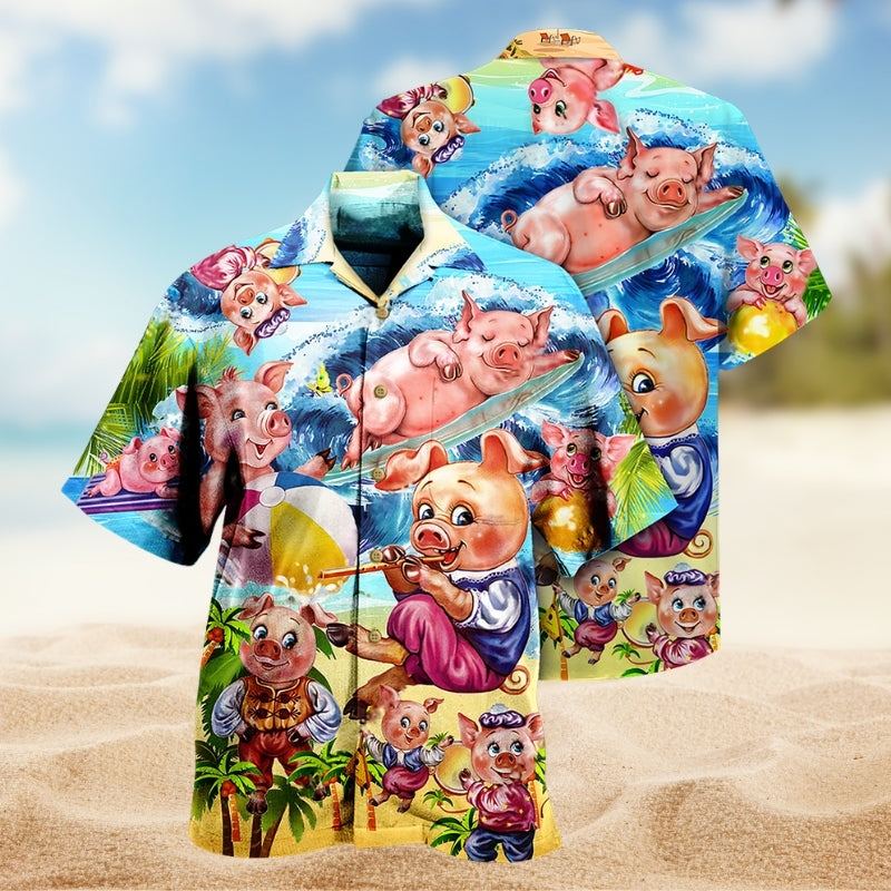Pig Summertime Beach Hawaiian Shirt For Beach Days, Coastal Adventures, And Thoughtful Gift Giving