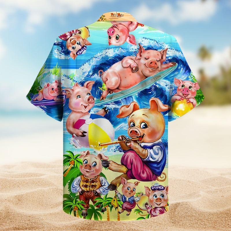 Pig Summertime Beach Hawaiian Shirt For Beach Days, Coastal Adventures, And Thoughtful Gift Giving