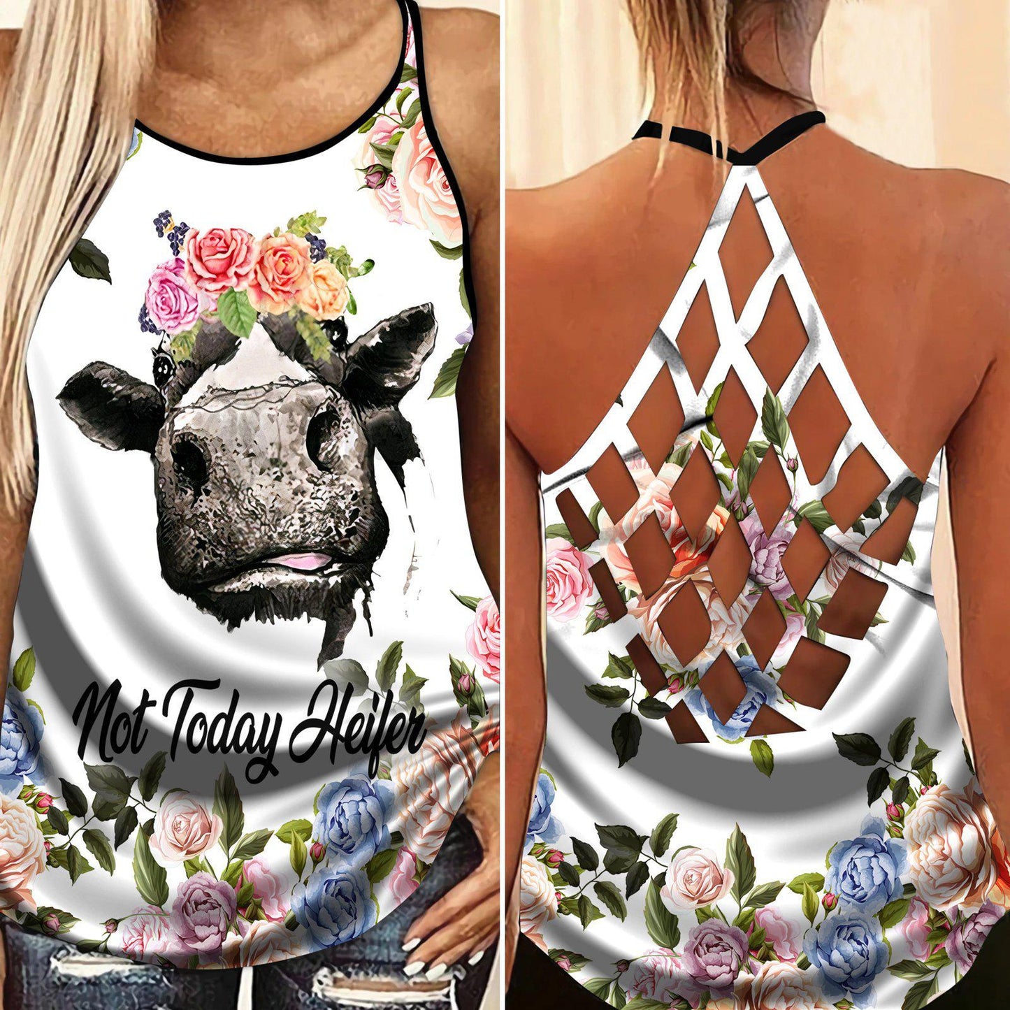 Cows Love Farm Hollow Tank Top For Yoga Workouts And Casual Wear
