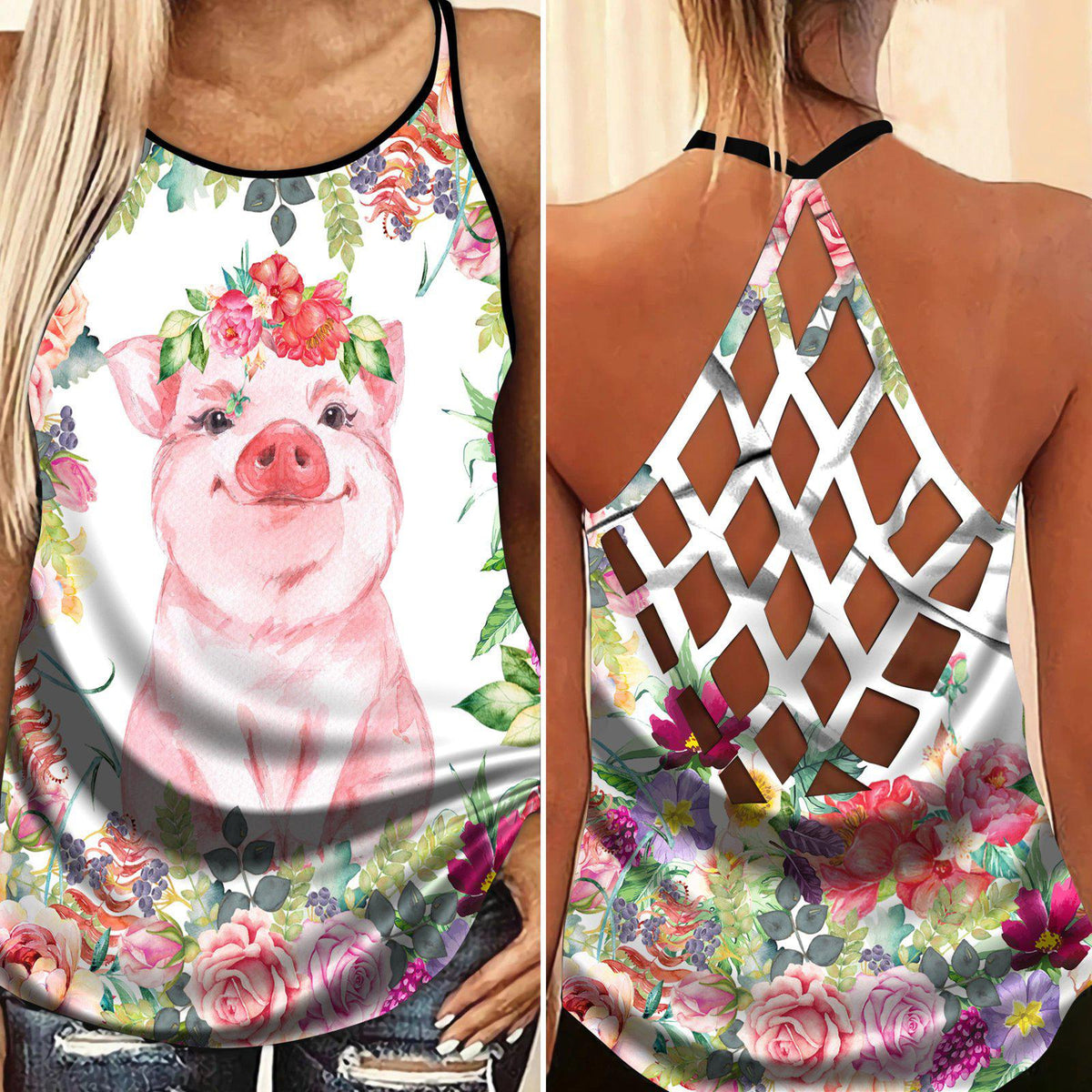 Pig Loves Farm Hollow Tank Top For Yoga Workouts And Casual Wear