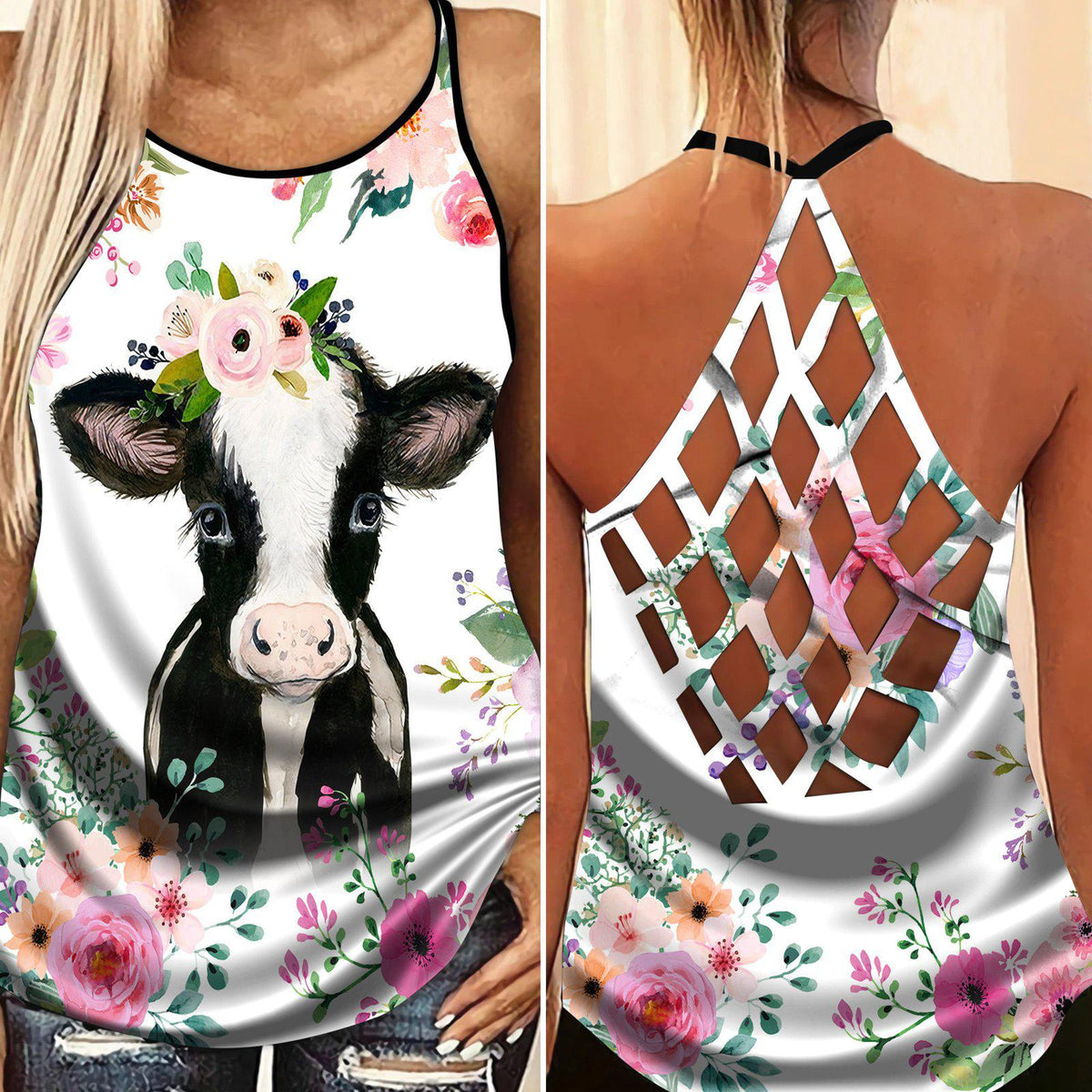 Cows Love Farm Hollow Tank Top For Fitness Activities And Relaxed Style