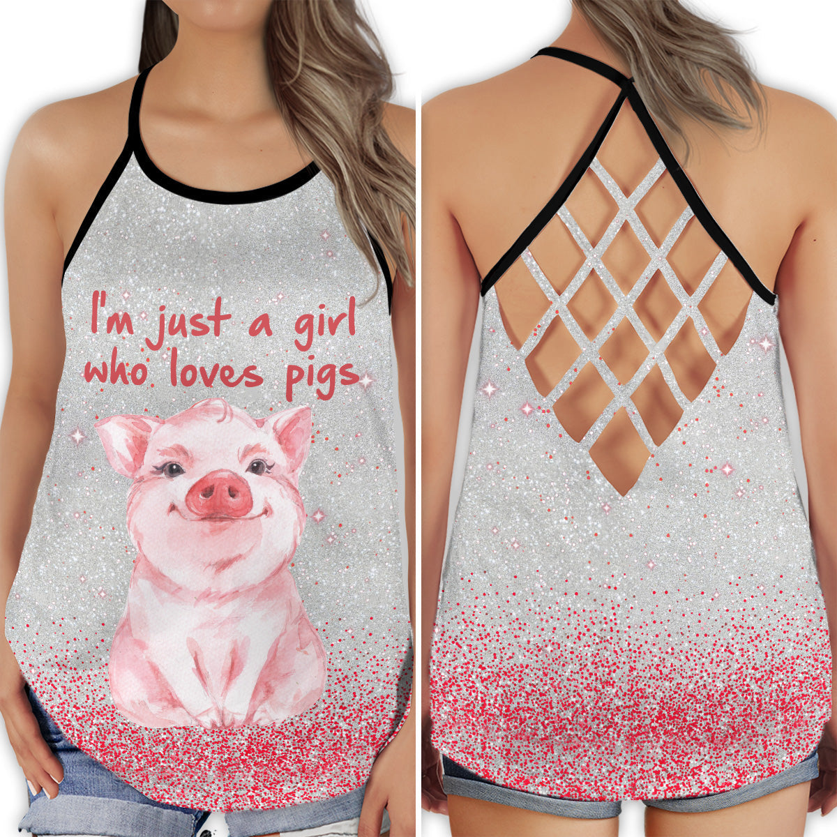 Girl Who Loves Pigs Farm Charm Hollow Tank Top For Yoga Workouts And Casual Wear