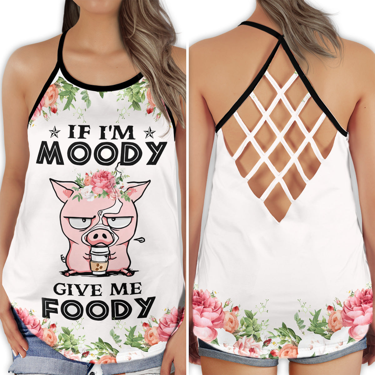 Pig Moody Foodie Hollow Tank Top For Yoga Workouts And Casual Wear