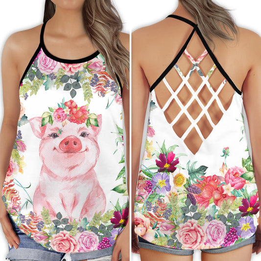Cute Pig Farm Love Hollow Tank Top For Yoga Workouts And Casual Wear