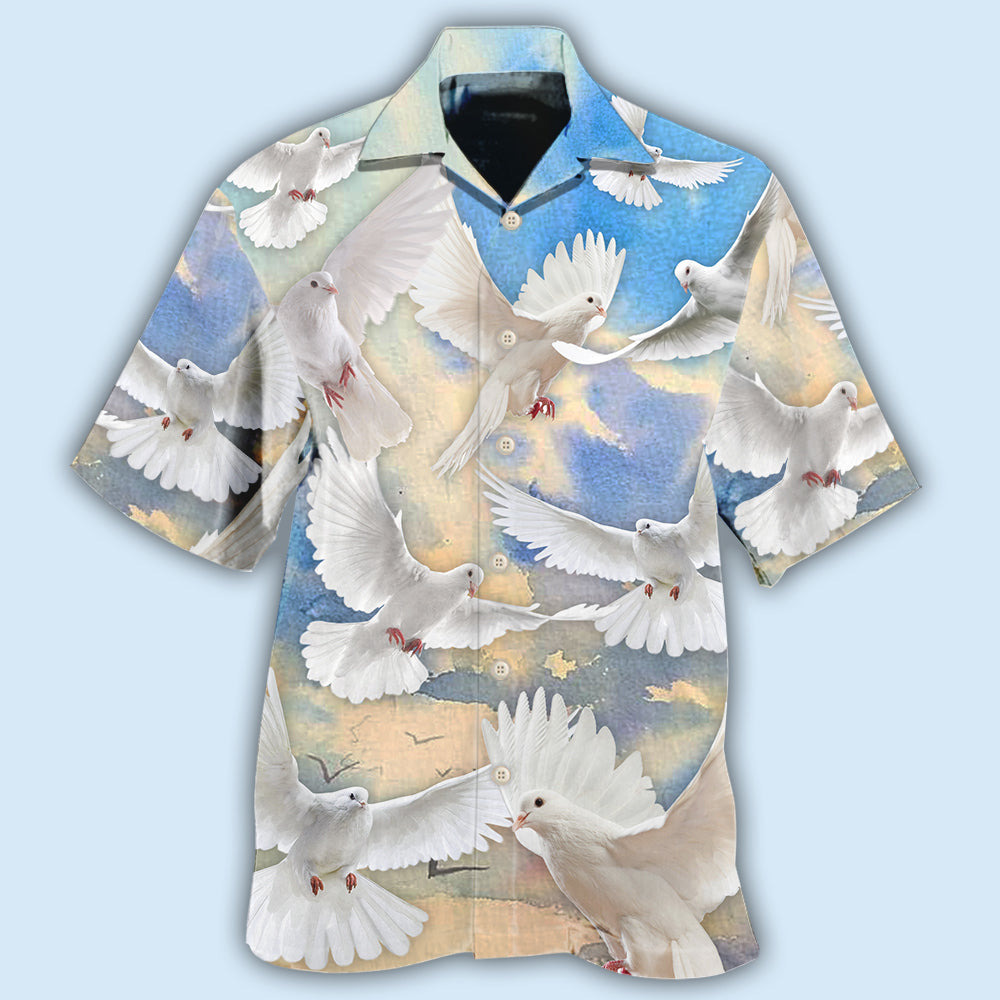 Blue Dove Hawaiian Shirt With Detailed Graphic For Tropical Travel Beach Gatherings And Comfortable Wear