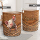 Pig Mom Rattan Texture Laundry Basket For Room Home Organizer