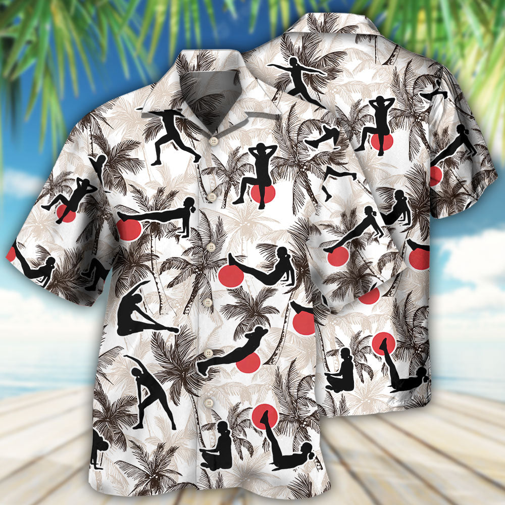 Tropical Pilates Tree Hawaiian Shirt Pattern Detail For Summer Holidays And Outdoor Fun