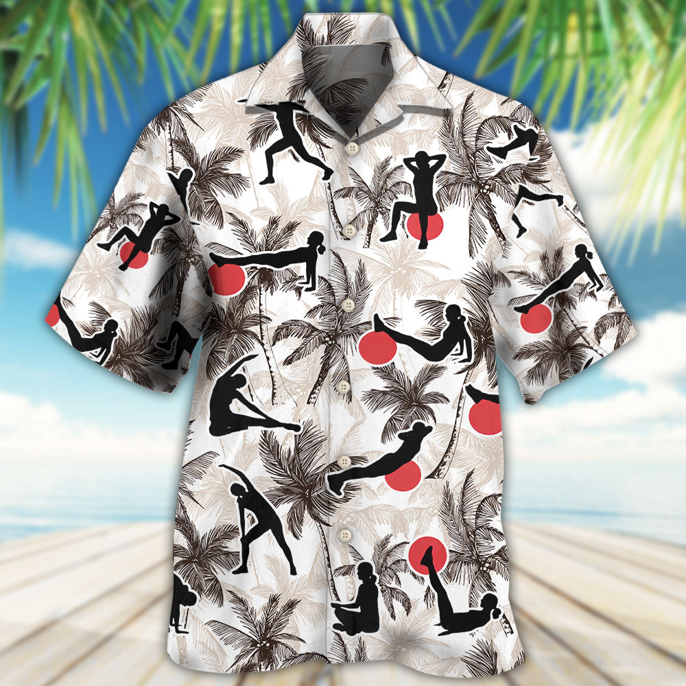 Tropical Pilates Tree Hawaiian Shirt For Vacation Days And Relaxed Coastal Outings