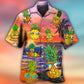 Playful Summer Tropical Fruit And Pineapple Hawaiian Shirt With Detailed Graphic For Vacation Parties Beach Outings And
