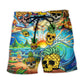 Pineapple Summer Vibe Beach Shorts Pattern View For Relaxed Vacation Styling