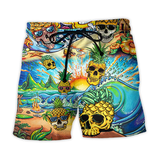 Summer Pineapple Beach Shorts For Coastal Adventures And Laid Back Styling