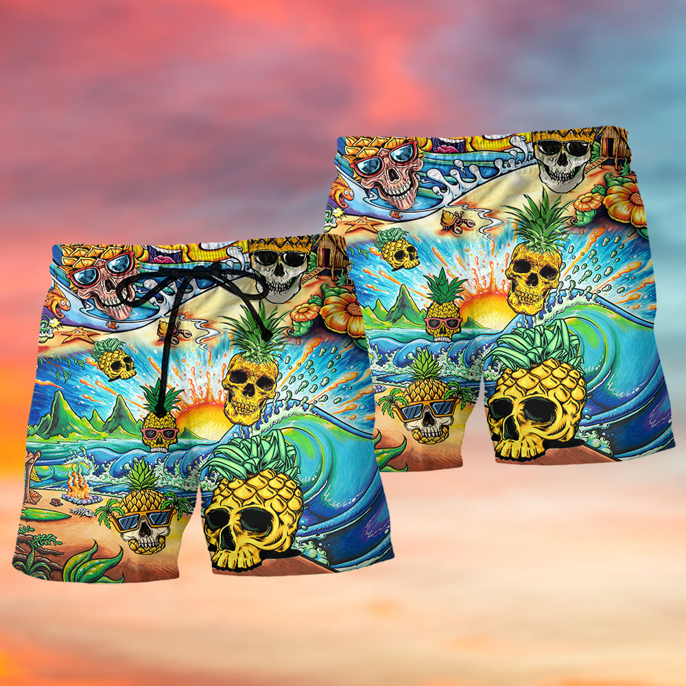 Summer Pineapple Beach Shorts Pattern Detail For Relaxed Weekends And Laid Back Styling