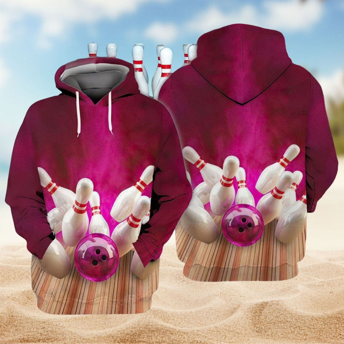 Pink Bowling Hoodie For Leisure Events Everyday Wear And Thoughtful Gifts
