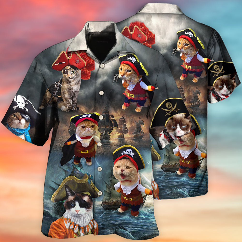 Pirate Cat Ocean King Hawaiian Shirt For Mythic Art Lovers, Coastal Outings, And Thoughtful Gift Giving