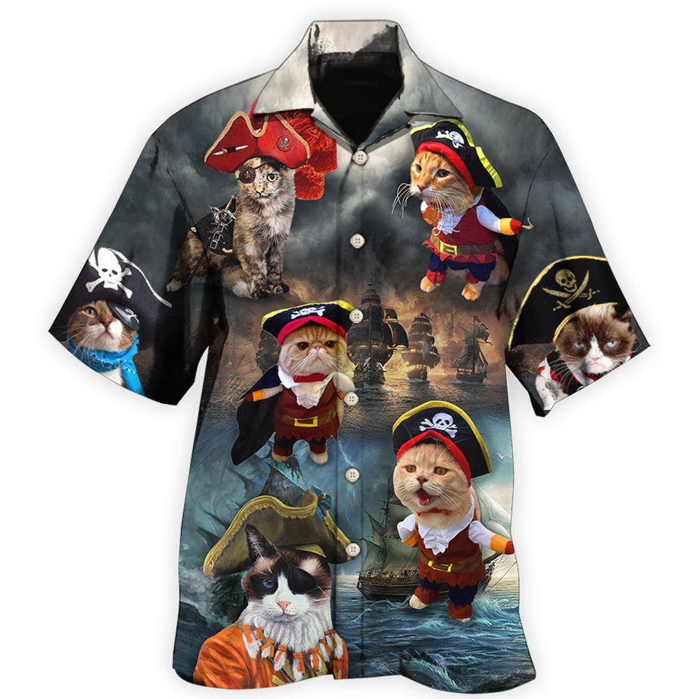 Pirate Cat Ocean King Hawaiian Shirt For Mythic Art Lovers, Coastal Outings, And Thoughtful Gift Giving