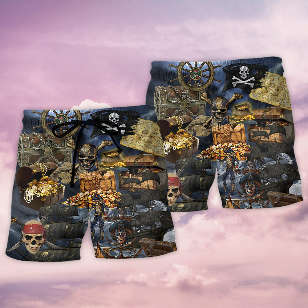 Pirate Beach Shorts Pattern Detail For Poolside Fun And Bright Seasonal Outfits