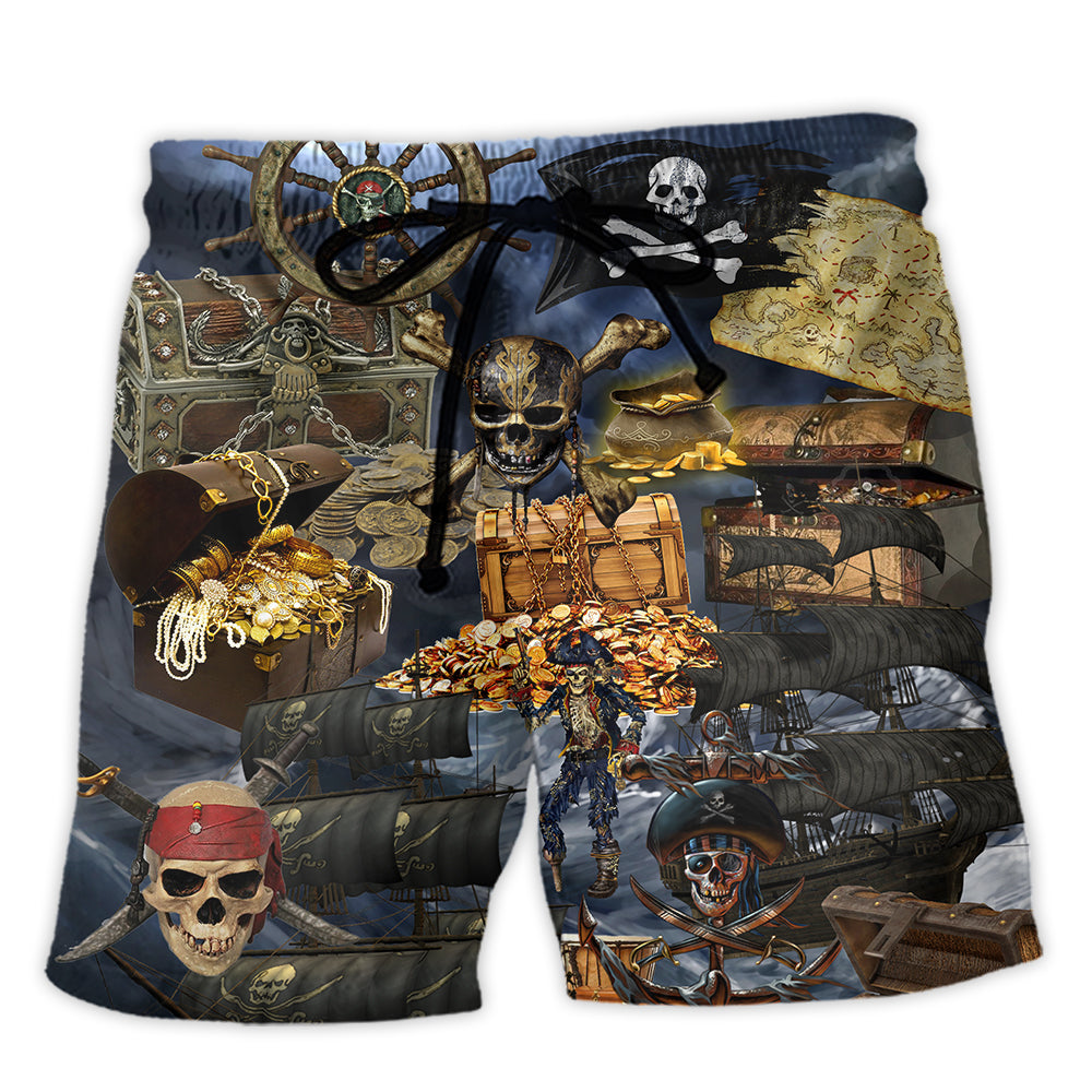 Pirate I Choose Beach Shorts Print Detail For Relaxed Warm Weather Outfits